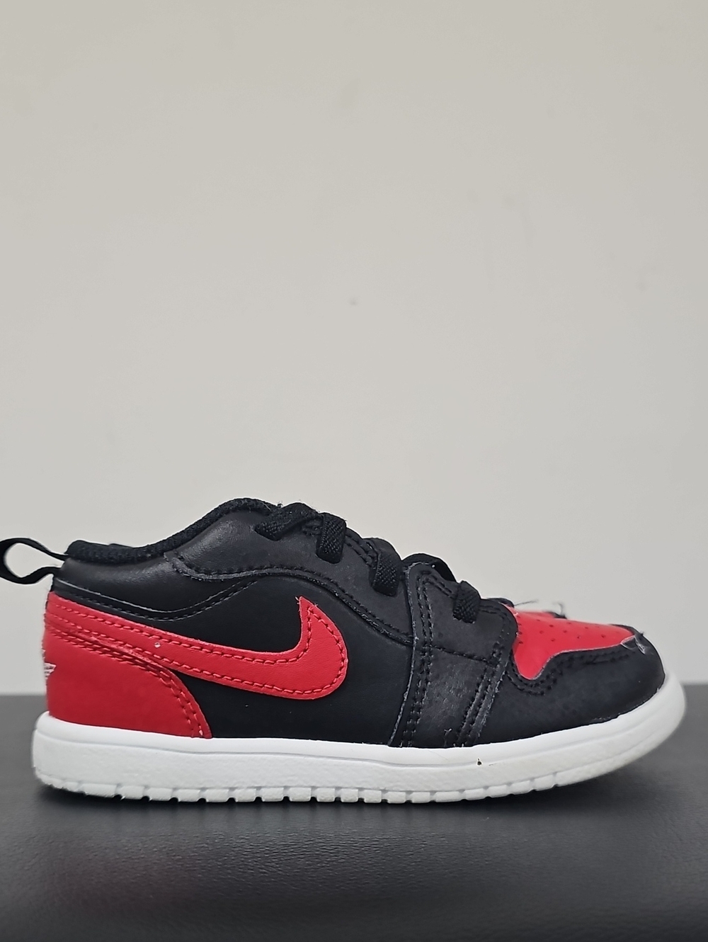 Nike Air Jordan 1 Low Kids Black and Red Low-Top Sneakers Size TD9
